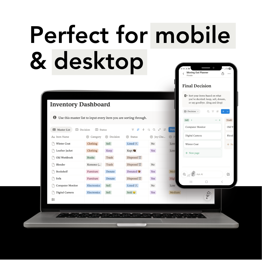 Moving Out & Decluttering - Notion Template